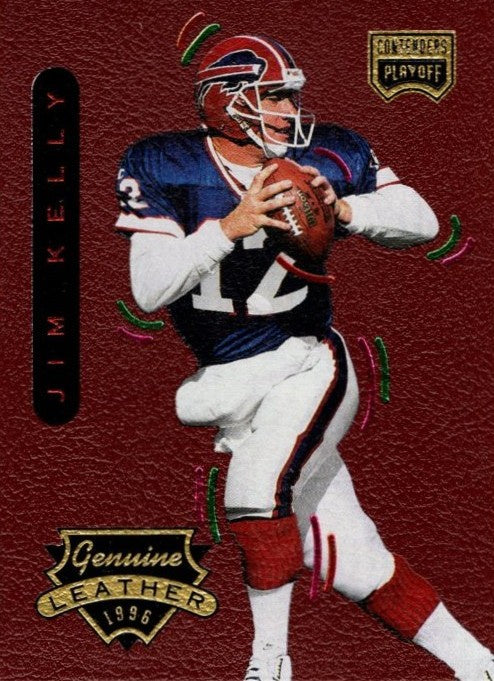 Jim Kelly, #12, Genuine Leather, 1996 Playoff Contenders Football NFL