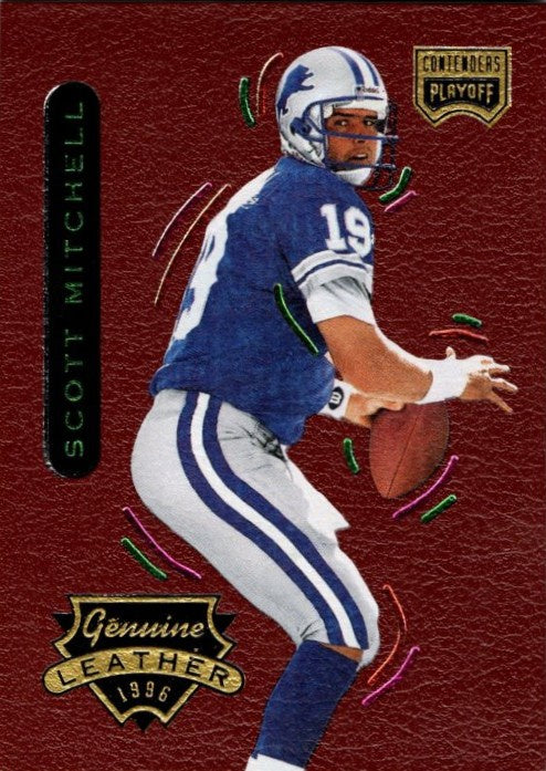 Scott Mitchell, #16, Genuine Leather, 1996 Playoff Contenders Football NFL
