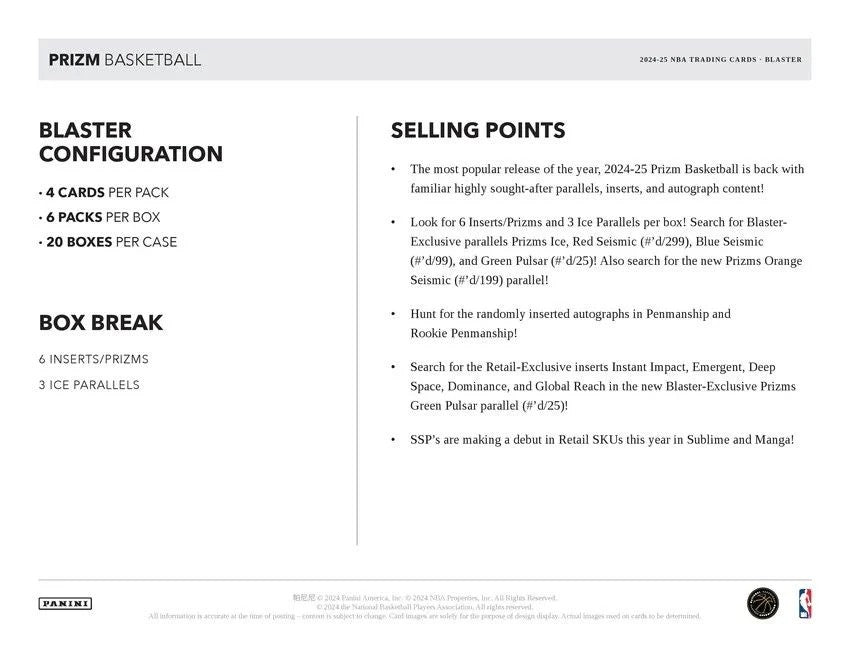 2024-25 Panini Prizm Basketball 6-Pack Retail Blaster Box