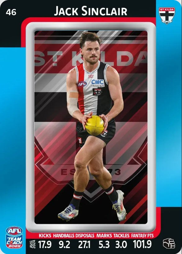 Jack Sinclair, #46, Blue Parallel, 2025 Teamcoach AFL