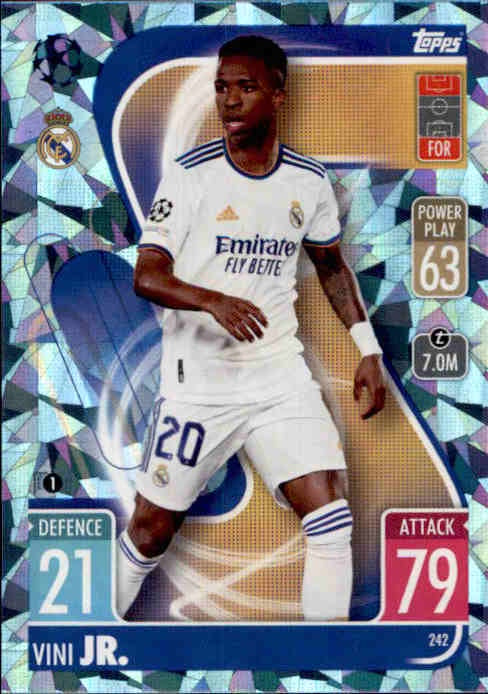 Vini Jr, Blue Crystal Parallel, 2021-22 Topps Match Attax UEFA Champions & Europa League
