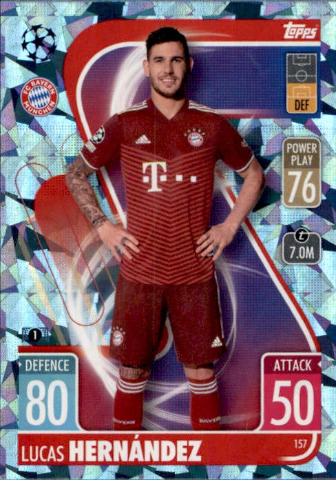 Lucas Hernandez, Blue Crystal Parallel, 2021-22 Topps Match Attax UEFA Champions & Europa League