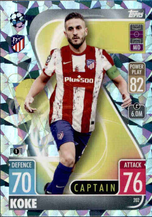 Koke, Blue Crystal Parallel, 2021-22 Topps Match Attax UEFA Champions & Europa League