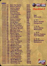 Checklist 3 & 4 (on 1 card), Silver, 2006 Teamcoach AFL