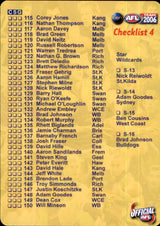 Checklist 3 & 4 (on 1 card), Silver, 2006 Teamcoach AFL