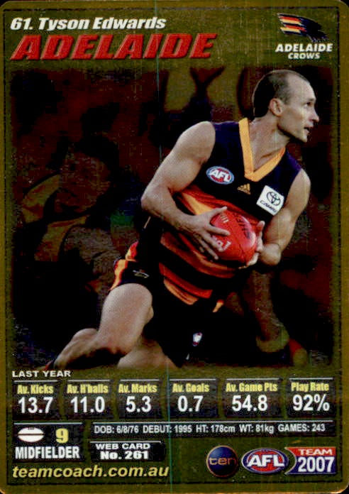 Tyson Edwards, Gold, 2007 Teamcoach AFL