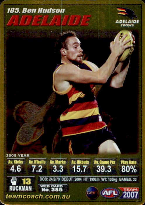 Ben Hudson, Gold, 2007 Teamcoach AFL
