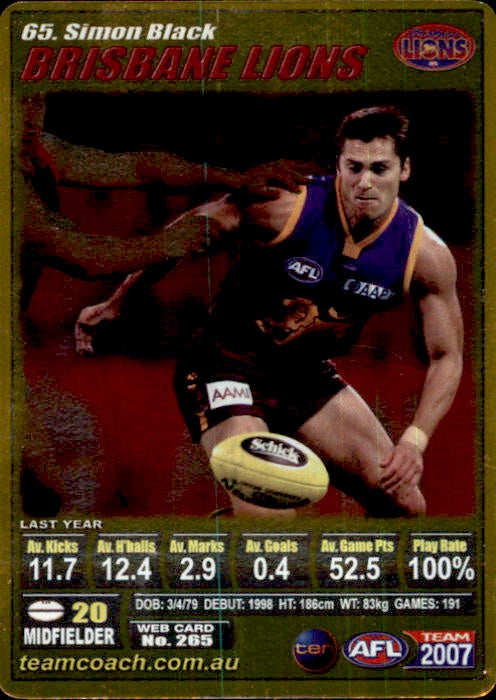 Simon Black, Gold, 2007 Teamcoach AFL