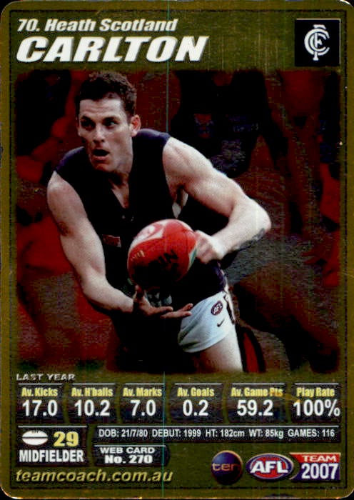 Heath Scotland, Gold, 2007 Teamcoach AFL