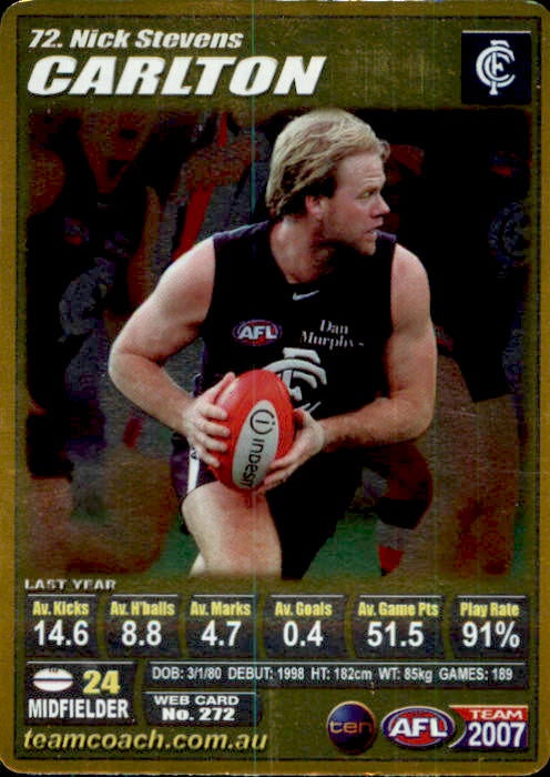 Nick Stevens, Gold, 2007 Teamcoach AFL