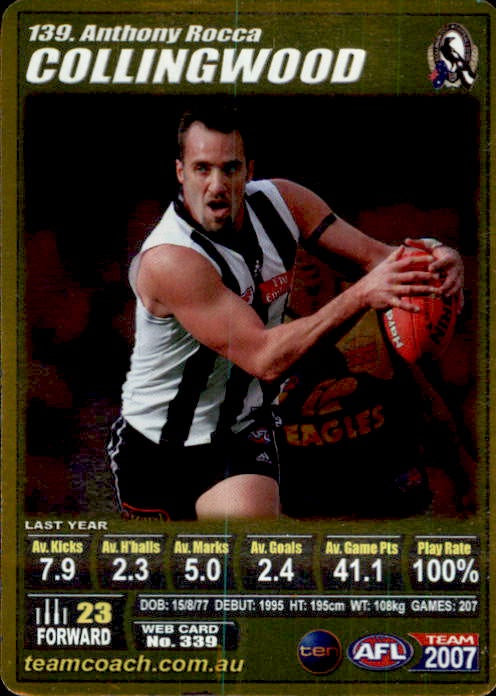 Anthony Rocca, Gold, 2007 Teamcoach AFL
