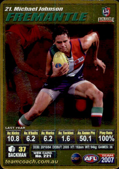 Michael Johnson, Gold, 2007 Teamcoach AFL