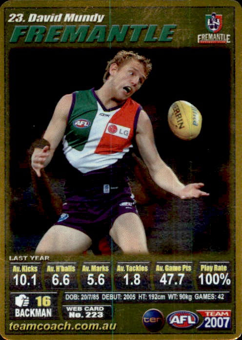 David Mundy, Gold, 2007 Teamcoach AFL