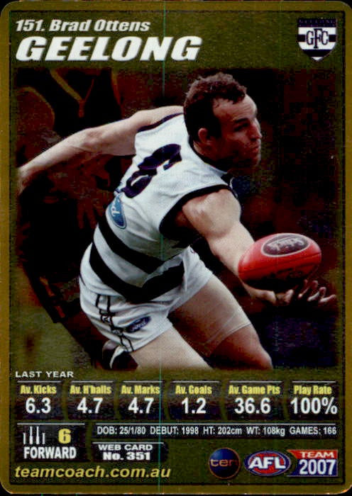 Brad Ottens, Gold, 2007 Teamcoach AFL