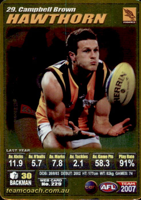 Campbell Brown, Gold, 2007 Teamcoach AFL