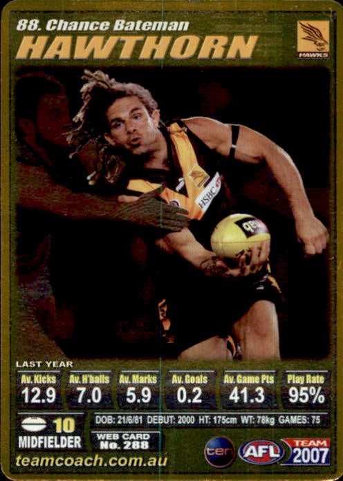 Chance Bateman, Gold, 2007 Teamcoach AFL