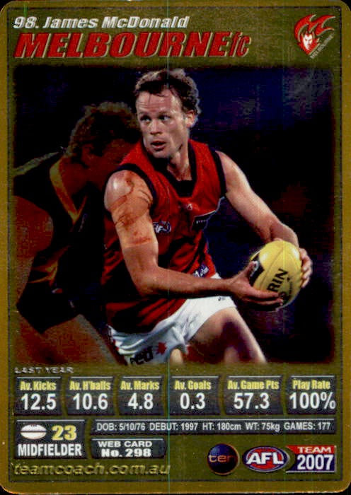 James McDonald, Gold, 2007 Teamcoach AFL