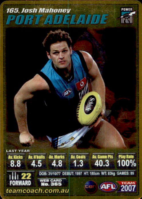 Josh Mahoney, Gold, 2007 Teamcoach AFL