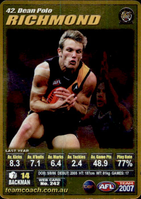 Dean Polo, Gold, 2007 Teamcoach AFL