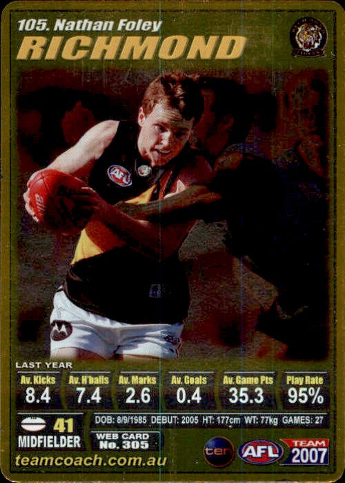 Nathan Foley, Gold, 2007 Teamcoach AFL