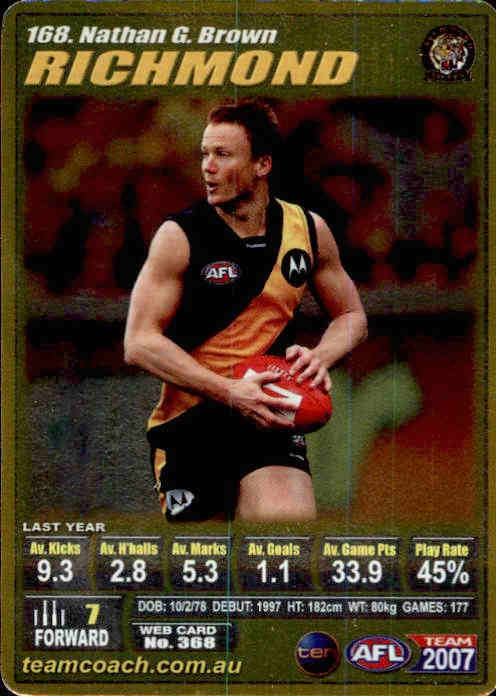Nathan G Brown, Gold, 2007 Teamcoach AFL
