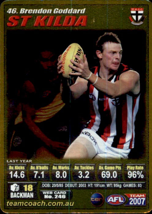 Brendon Goddard, Gold, 2007 Teamcoach AFL