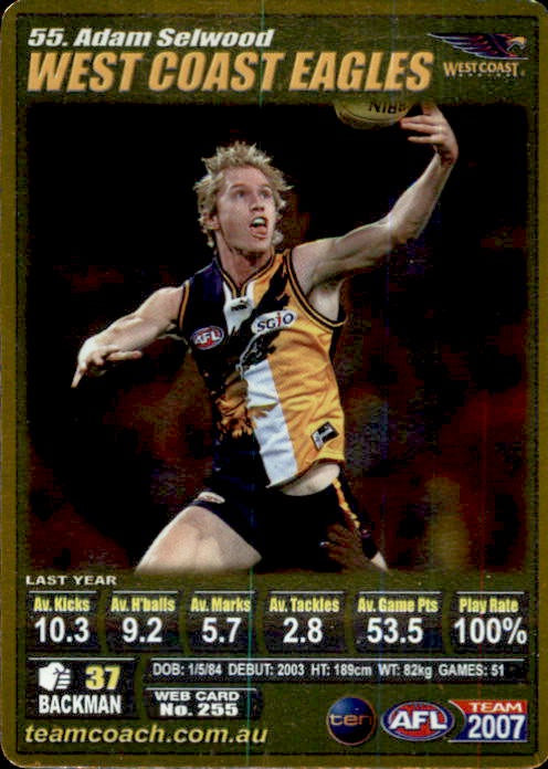 Adam Selwood, Gold, 2007 Teamcoach AFL