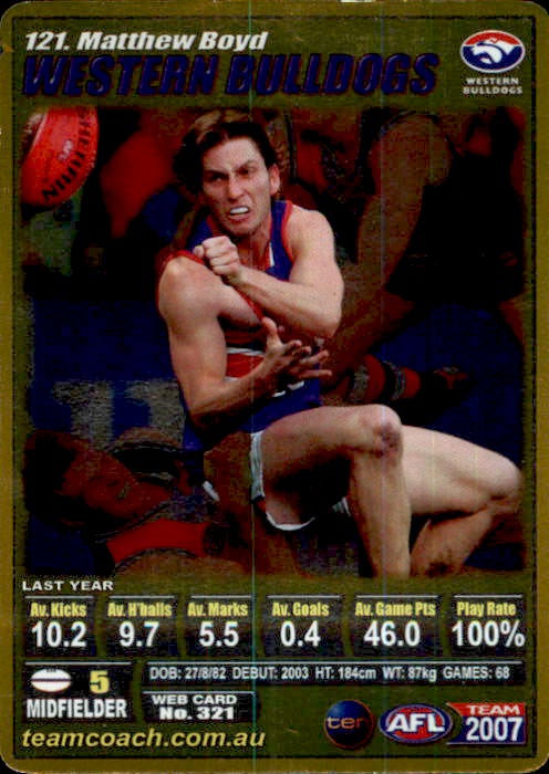 Matthew Boyd, Gold, 2007 Teamcoach AFL