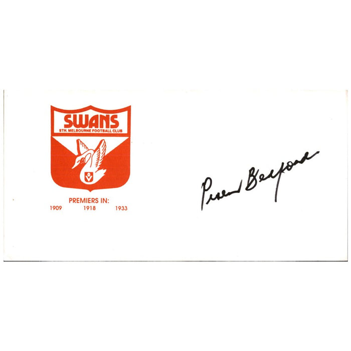 Peter Bedford Signed South Melbourne Swans Envelope