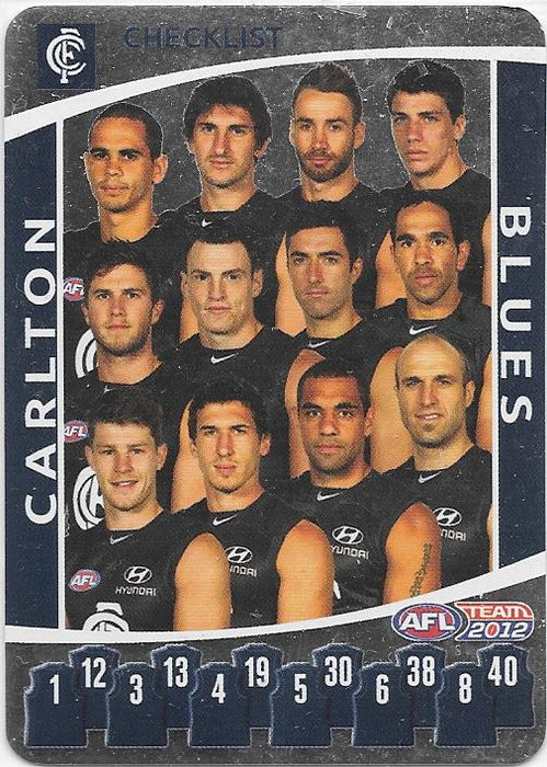 2012 Teamcoach AFL Checklist cards - Pick Your Card