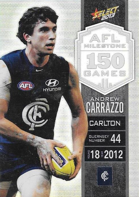Andrew Carrazzo, 150 Game Milestone, 2013 Select AFL Champions