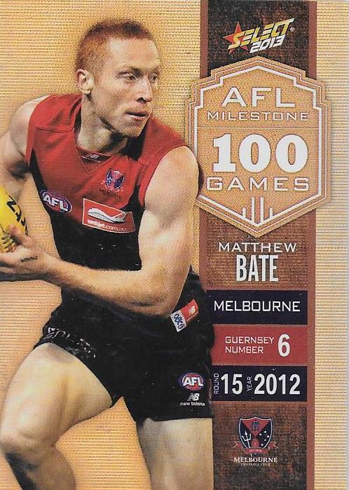 Matthew Bate, 100 Game Milestone, 2013 Select AFL Champions