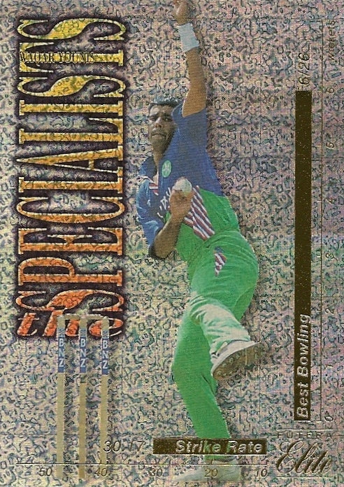 Waqar Younis, The Specialists, 1996 Futera Elite Cricket