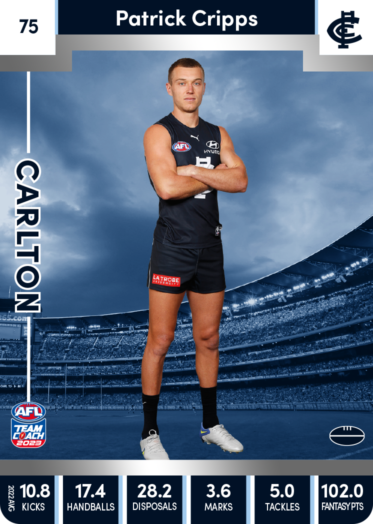 Patrick Cripps, 75, Silver Parallel, 2023 Teamcoach AFL