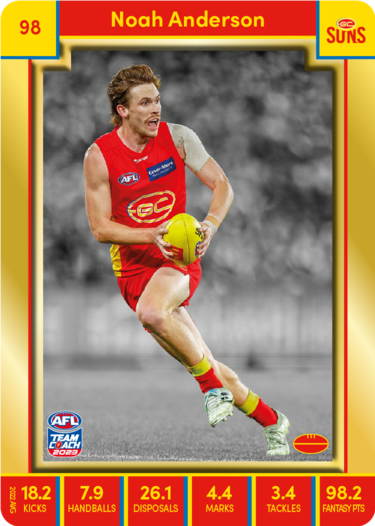 Noah Anderson, 98, Gold Parallel, 2023 Teamcoach AFL