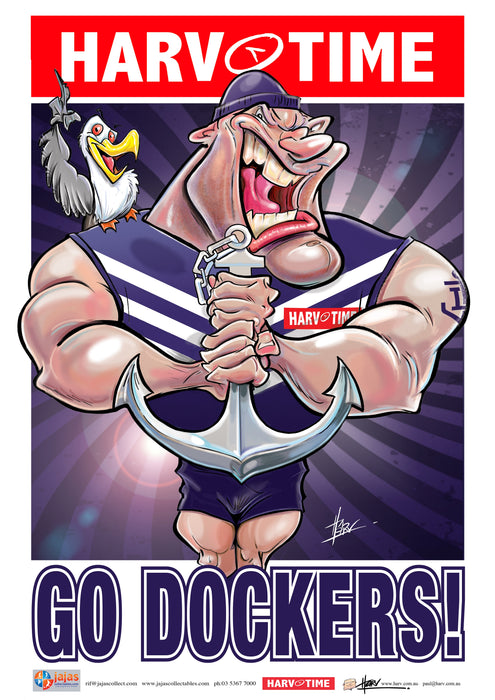Fremantle Dockers, Mascot Print Harv Time Poster (2021)
