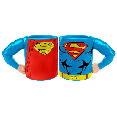 Superman Ceramic Coffee Mug Cup with Moulded Muscled Arm as Handle