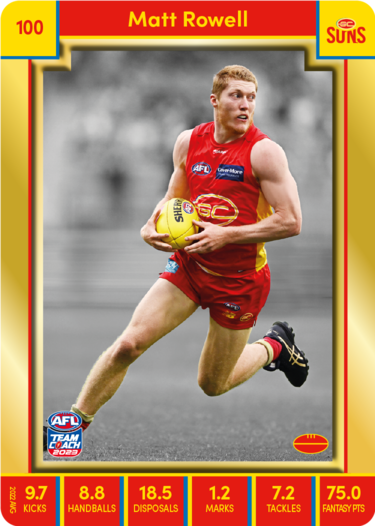 Matt Rowell, 100, Gold Parallel, 2023 Teamcoach AFL