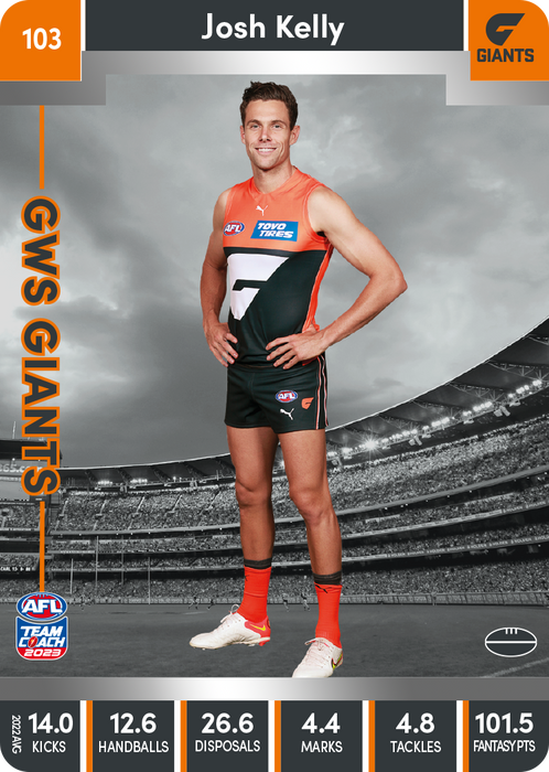 Josh Kelly, 103, Silver Parallel, 2023 Teamcoach AFL