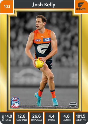 Josh Kelly, 103, Gold Parallel, 2023 Teamcoach AFL
