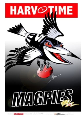 Collingwood Magpies, Mascot Harv Time Poster