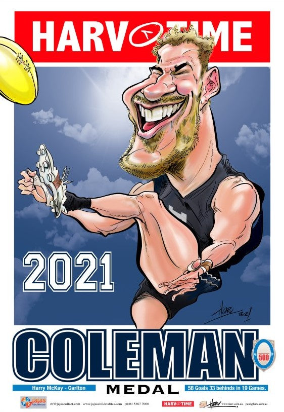 Harry McKay, 2021 Coleman Medallist, Harv Time Poster