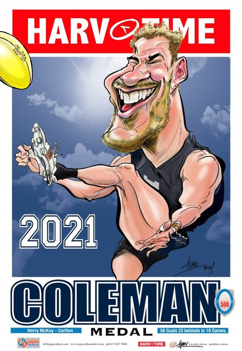Harry McKay, 2021 Coleman Medallist, Harv Time Poster