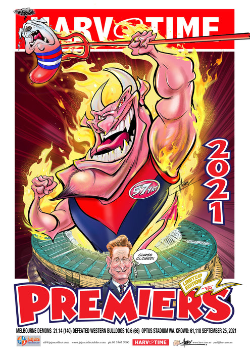 Melbourne Demons 2021 AFL Premiers Harv Time Poster