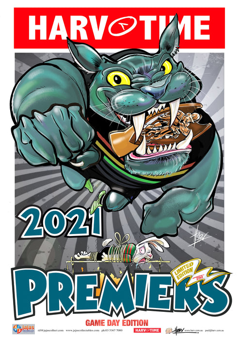 Penrith Panthers 2021 NRL Premiers Game Day Harv Time Poster