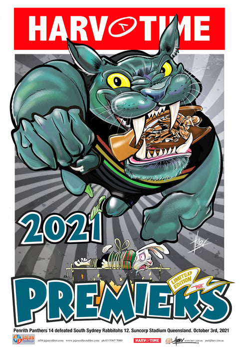 Penrith Panthers 2021 NRL Premiers Harv Time Poster
