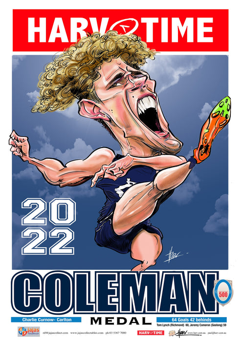 Charlie Curnow, 2022 Coleman Medallist, Harv Time Poster
