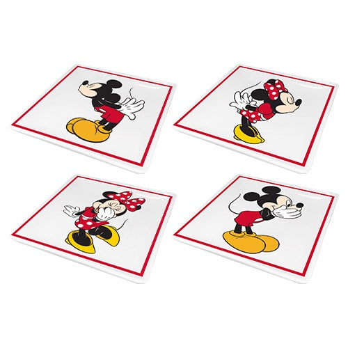 DISNEY MICKEY AND MINNIE SET OF 4 CERAMIC PLATES