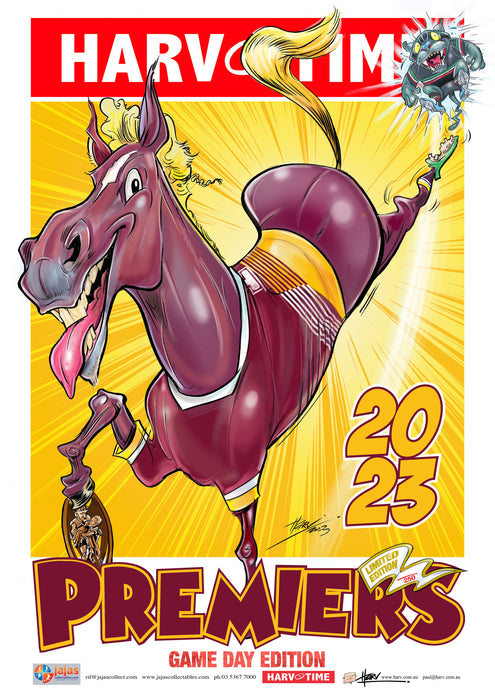 Brisbane Broncos 2023 NRL Premiership Poster, GAME DAY, Harv Time