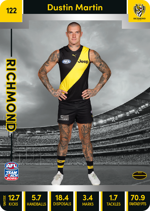 Dustin Martin, 122, Silver Parallel, 2023 Teamcoach AFL